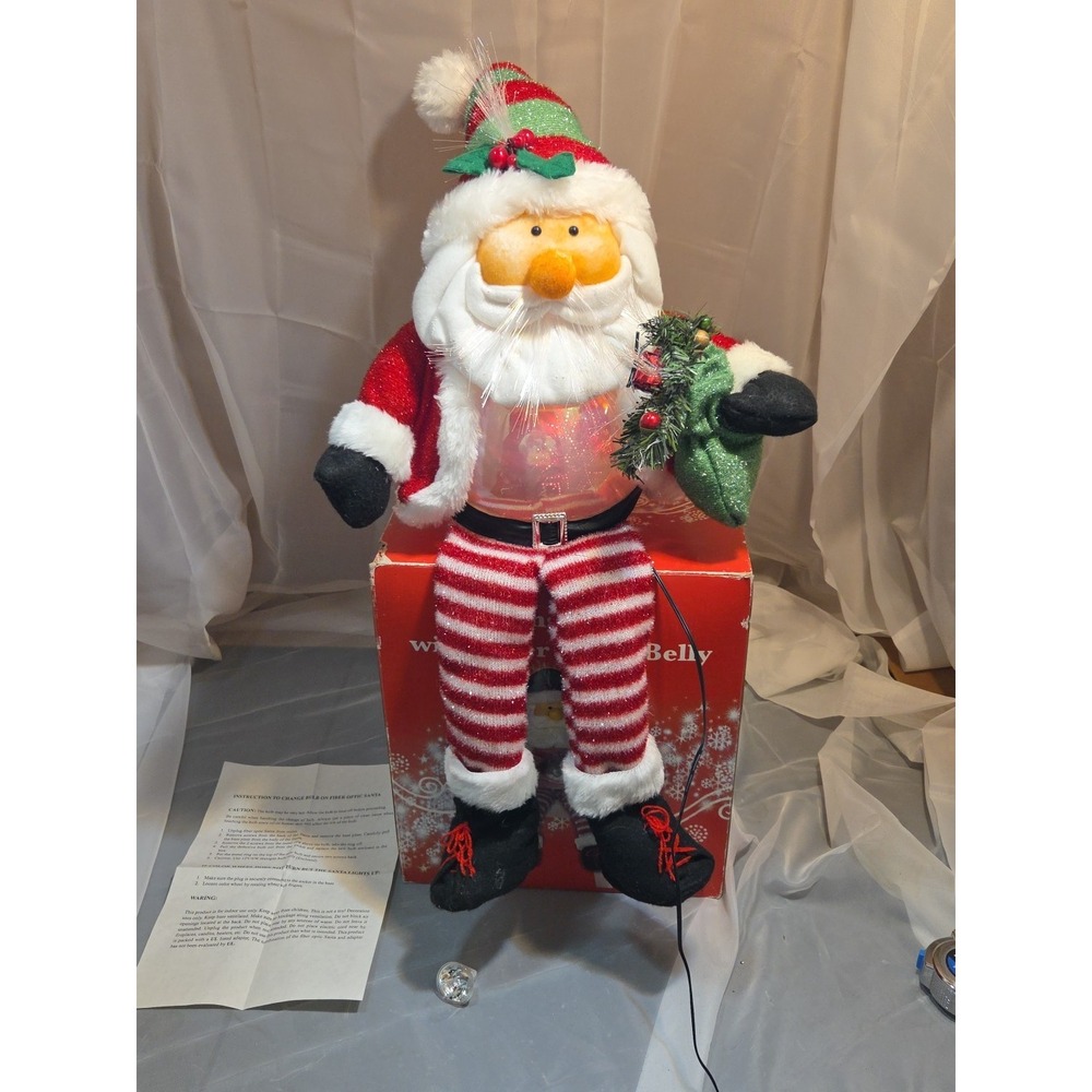 Fiber Optic Shelf Sitting 25" Seated  Santa Christmas, Lights up, plugs in W/Box